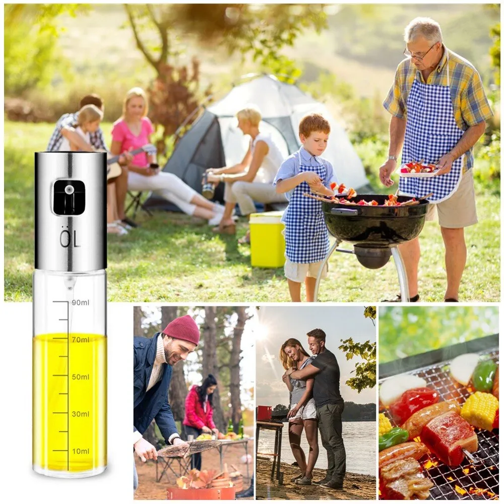 100ml Glass Olive Oil Sprayer Empty Bottle Oil Dispenser with cleaning brush for Cooking Salad Picnic BBQ Kitchen Baking tools