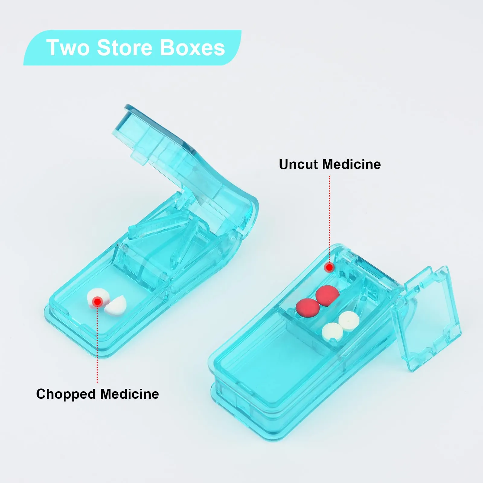 2 pcs Pill Cutter, Portable 2-in-1Pill Splitter with Blade and Storage Compartment for Small or Large Pills Cut in Half Quarter for Pills Tablets (Green) Green