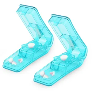 2 pcs Pill Cutter, Portable 2-in-1Pill Splitter with Blade and Storage Compartment for Small or Large Pills Cut in Half Quarter for Pills Tablets (Green) Green