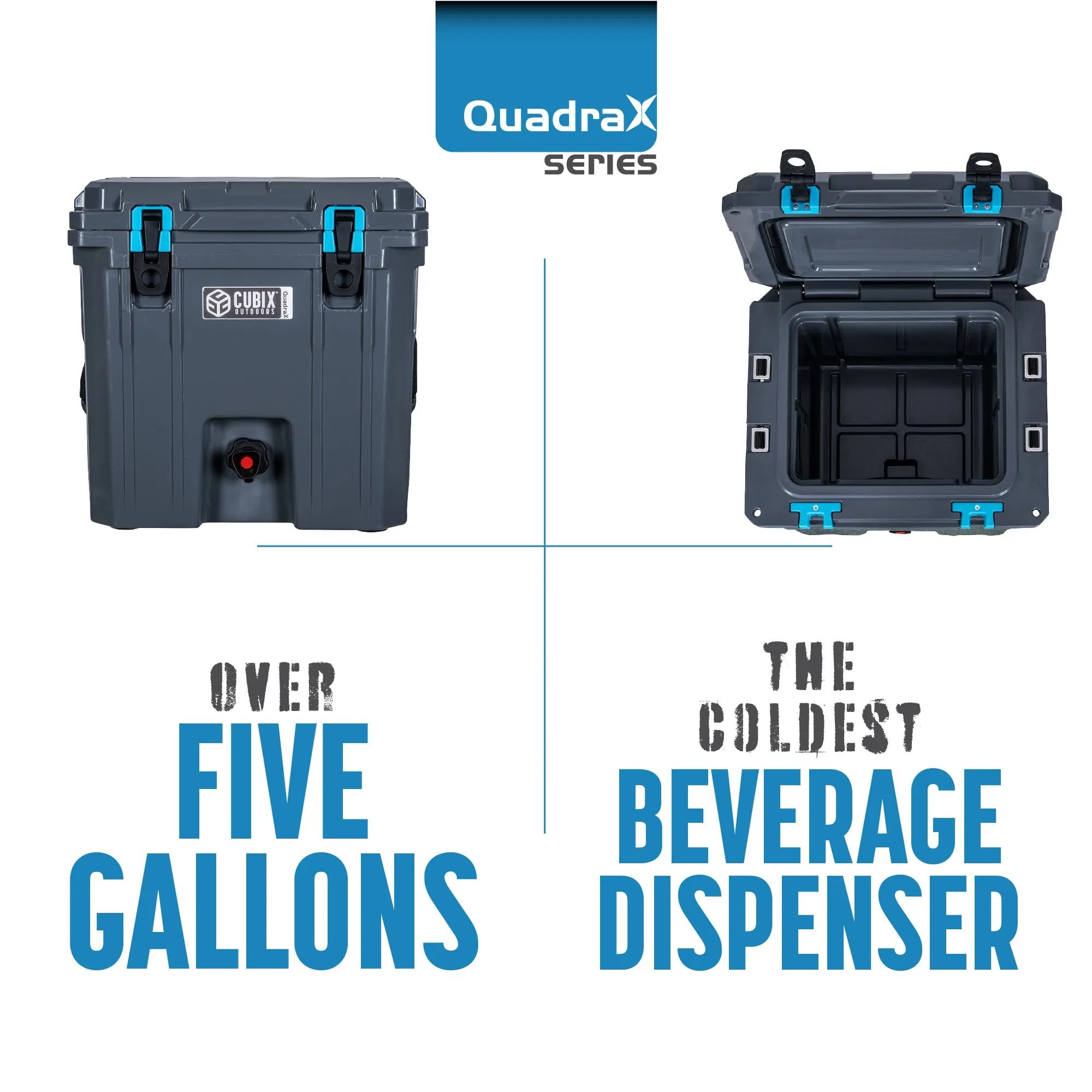 5 Gallon, 2-in-1 Beverage Dispenser/Cooler - QuadraX Hard Cooler