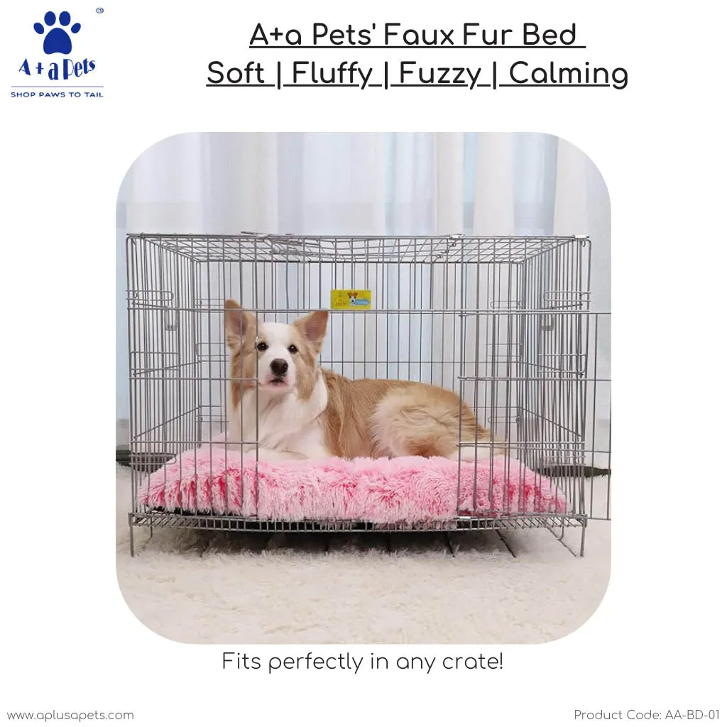 A a Pets' Faux Fur Bed for Pet l Silky Soft Fluffy Fuzzy Calming - Grey