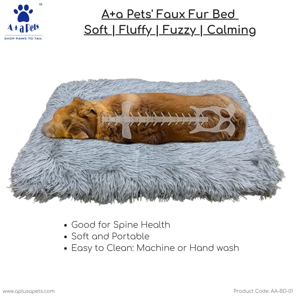 A a Pets' Faux Fur Bed for Pet l Silky Soft Fluffy Fuzzy Calming - Pink