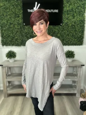 Angled Hem Boatneck Tunic