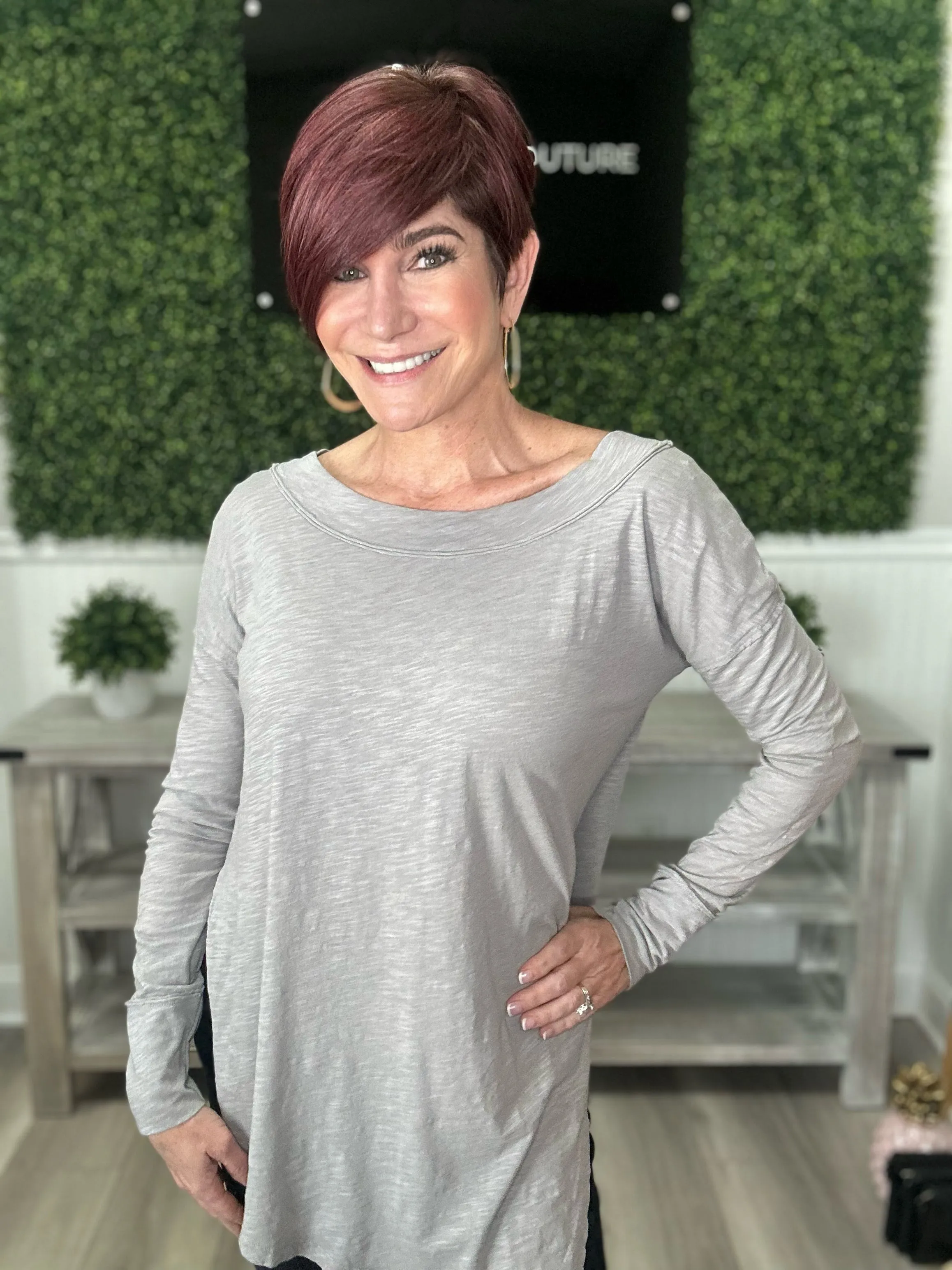 Angled Hem Boatneck Tunic