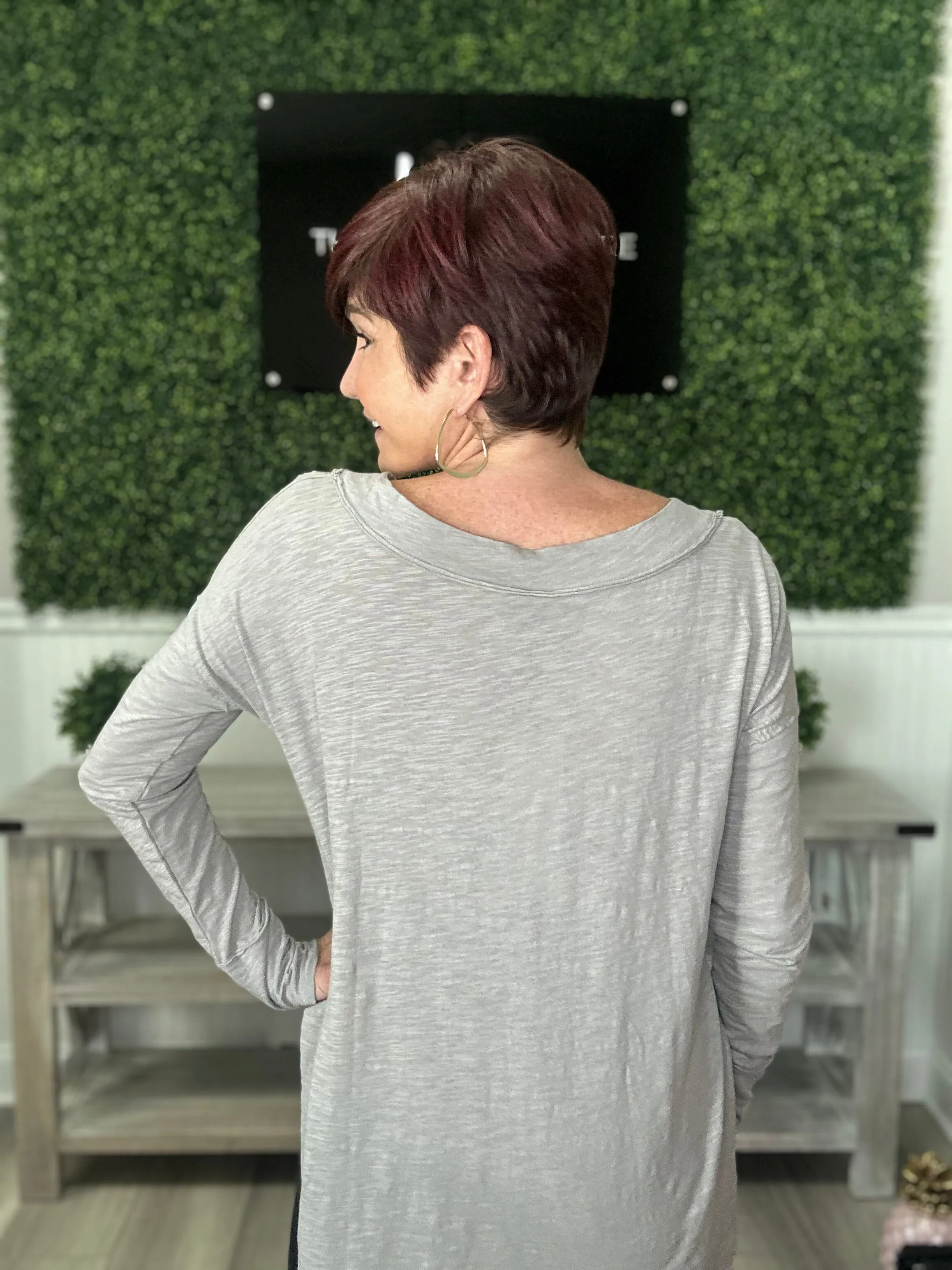 Angled Hem Boatneck Tunic