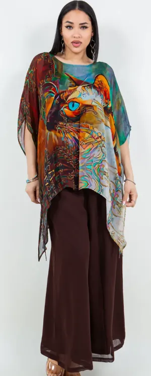 Cat Woman Oversize Pacifica Tunic Lagenlook Boho Hippie Chic SML-6X 