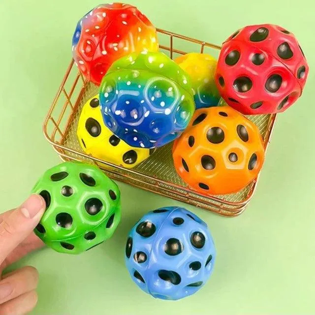 Ergonomic High-Resilience Moon Ball - Soft, Durable, Anti-Fall Porous Bouncy Ball for Kids - Indoor/Outdoor Play Toy 1PC or 2PC Combo