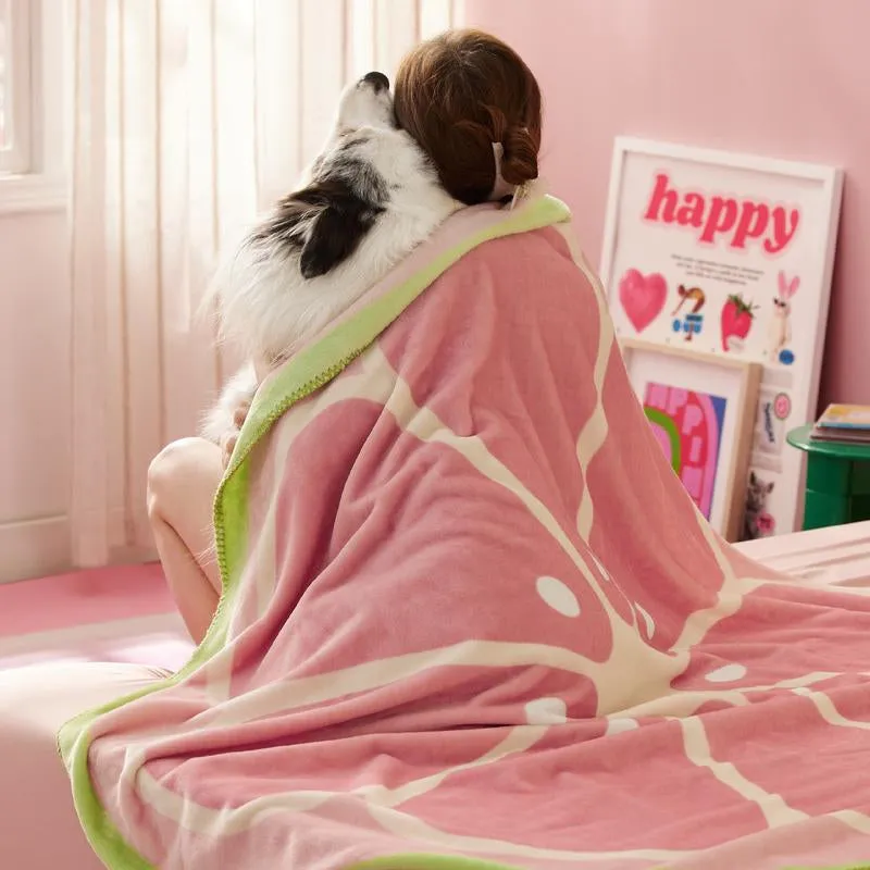 Fruit Pattern Puppy Blanket – Soft Flannel Throw for Small Dogs