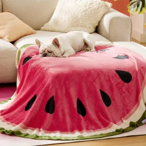 Fruit Pattern Puppy Blanket – Soft Flannel Throw for Small Dogs