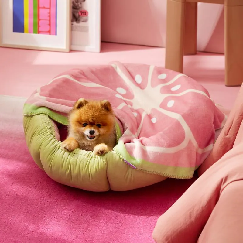 Fruit Pattern Puppy Blanket – Soft Flannel Throw for Small Dogs