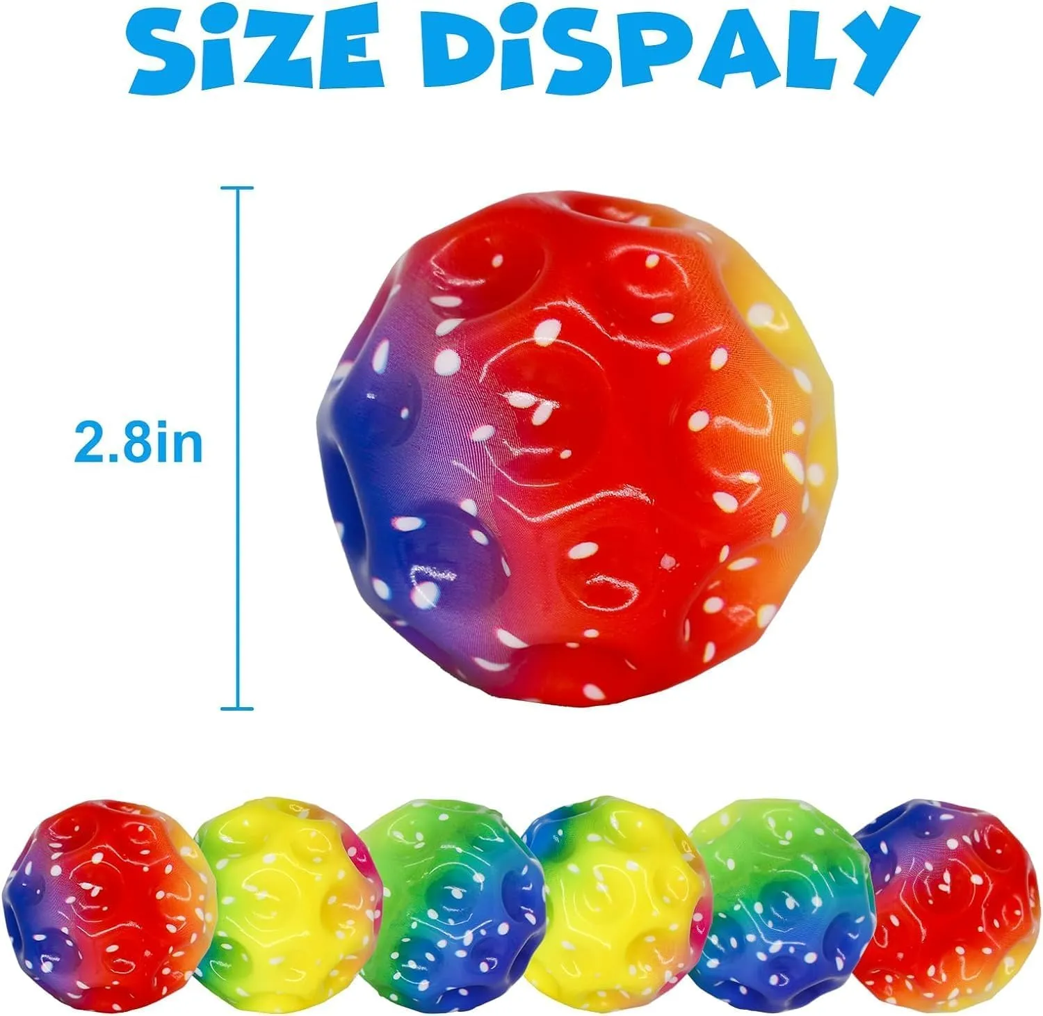 GLNRM Astro Jump Ball - Bouncing Ball for Children, High Jumps Rubber Ball, Space Ball, Moonball, Make a Popping Noise, High Bounce Hole Ball | 7 cm Mini Bouncing Ball Toy for Gift (1, Space Balls)