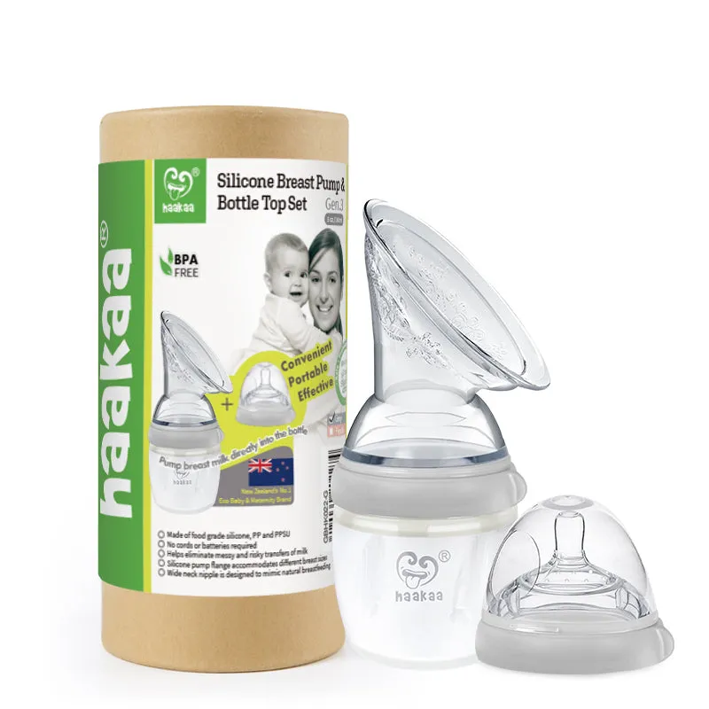 Haakaa Gen 3 Silicone Breast Pump Flange and Bottle Set 160 ml/6 oz