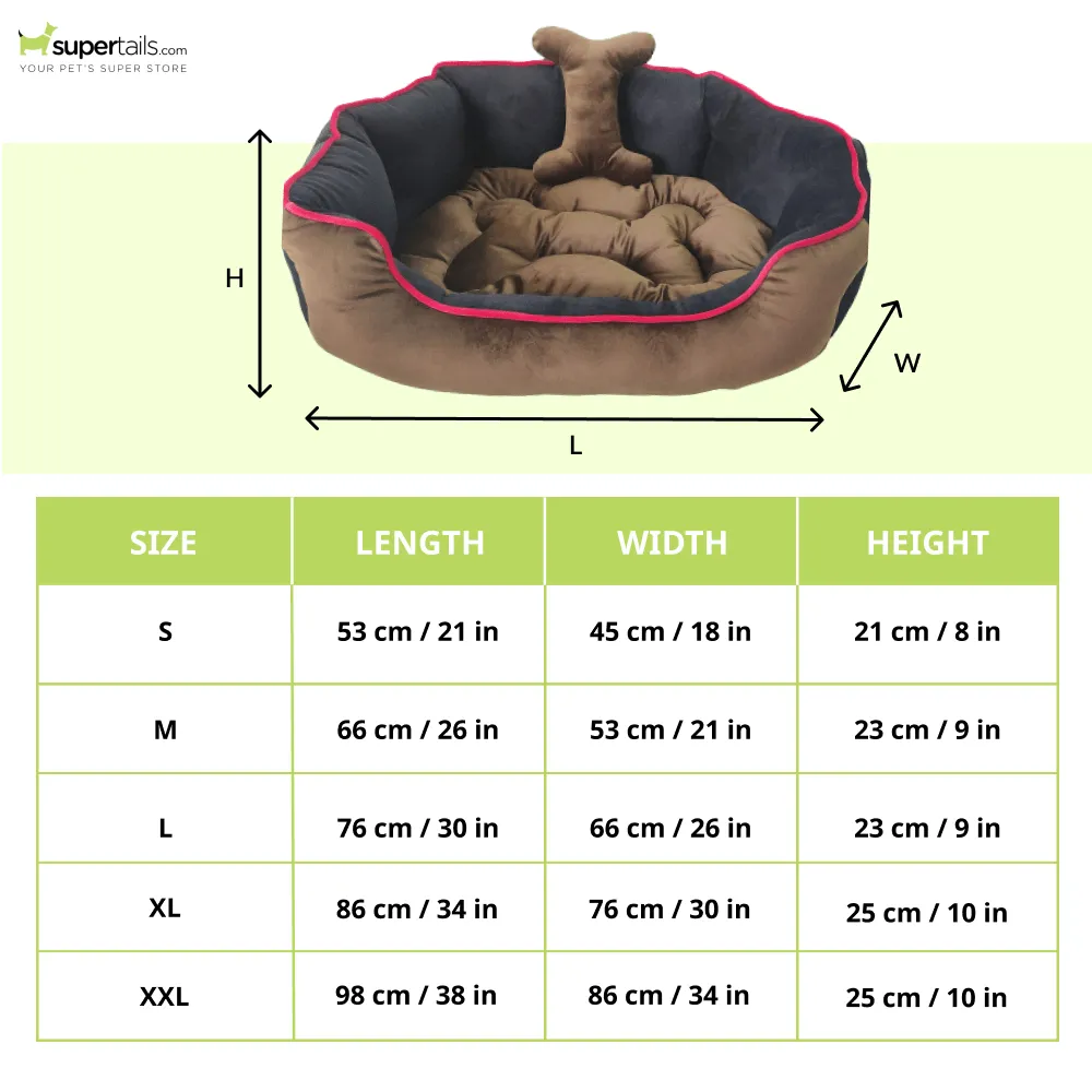 Hiputee Reversible Holland Velvet Bed for Dogs and Cats (Brown, Black)
