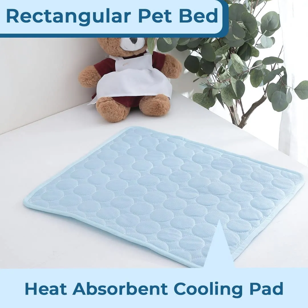 Homestic Rectangular Dog & Cat Bed|Premium Cool Ice Silk with Polyester with Bottom Mesh|Multi-Utility Self-Cooling Pad for Dog & Cat|Light-Weight & Durable Dog Bed|ZQCJ001LB-XS|Light Blue