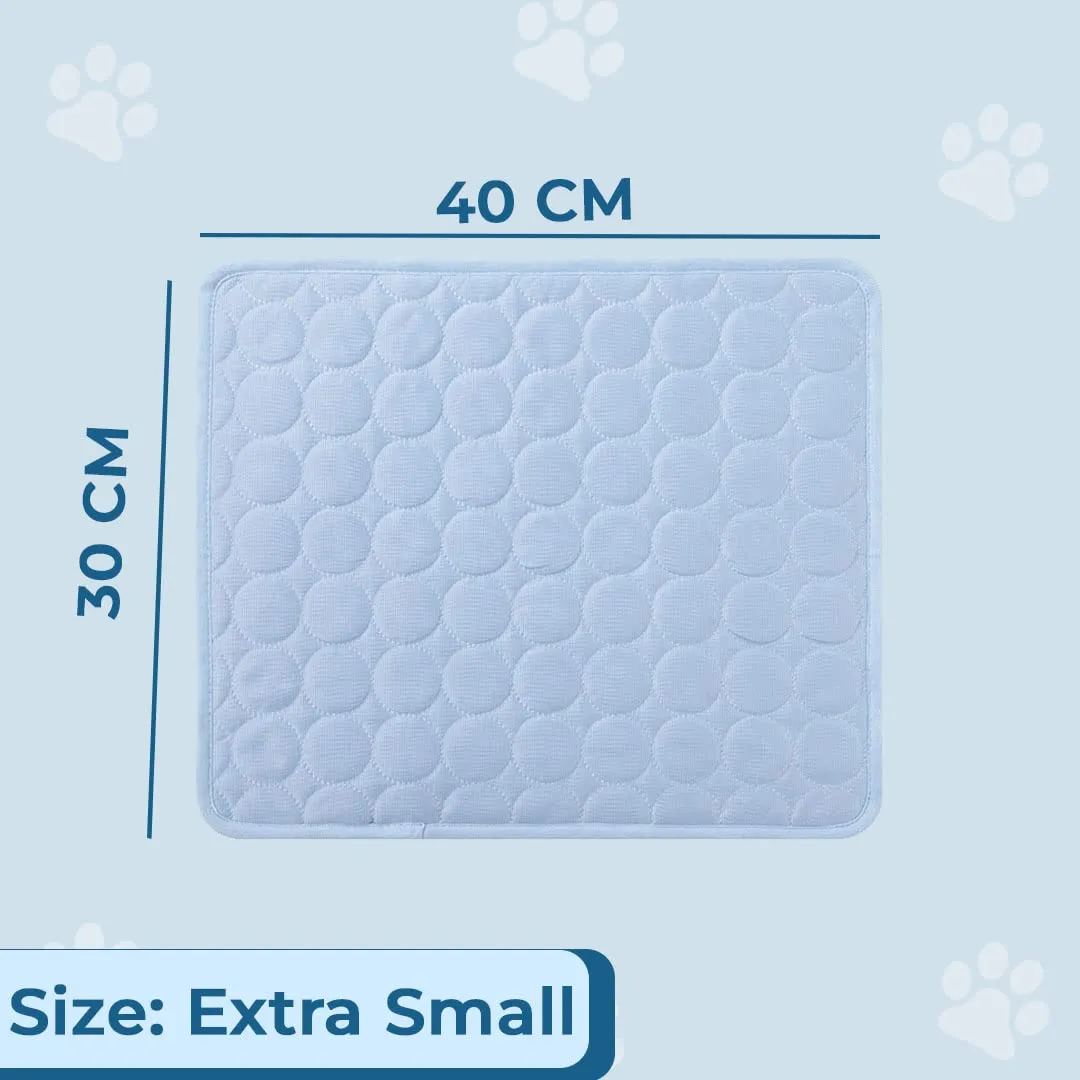 Homestic Rectangular Dog & Cat Bed|Premium Cool Ice Silk with Polyester with Bottom Mesh|Multi-Utility Self-Cooling Pad for Dog & Cat|Light-Weight & Durable Dog Bed|ZQCJ001LB-XS|Light Blue