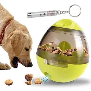 IQ Treat Ball Interactive Toys - Dog Puzzle Cat Treat Dispenser Food Bowl,,Physical and Mental Stimulation -Training for Prevents Obesity Pets, Easy to Clean Small Medium Cats, Dogs, and Pets With Gift Laser Pointer