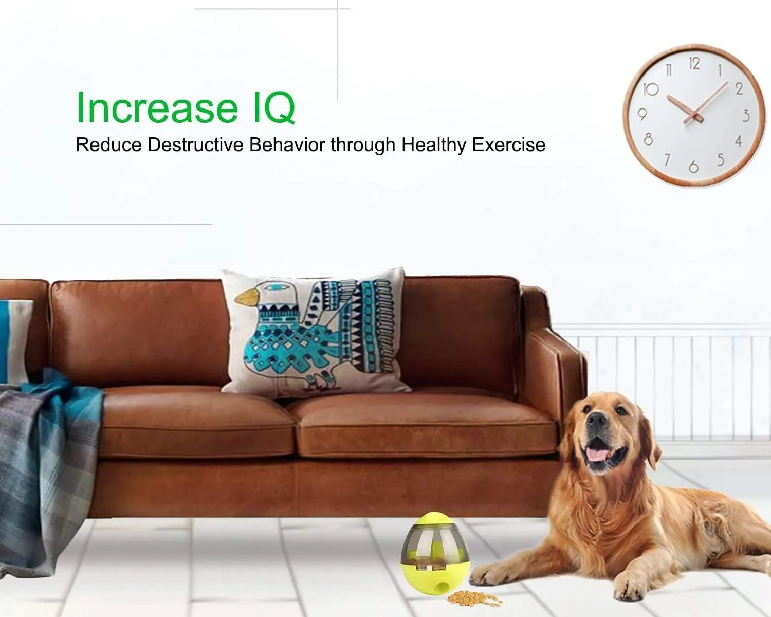 IQ Treat Ball Interactive Toys - Dog Puzzle Cat Treat Dispenser Food Bowl,,Physical and Mental Stimulation -Training for Prevents Obesity Pets, Easy to Clean Small Medium Cats, Dogs, and Pets With Gift Laser Pointer