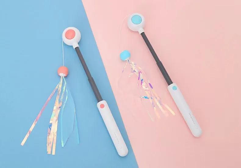 ITEEKE Retractable and Extendable Feathered and Laser Wand Kitty Cat Teaser
