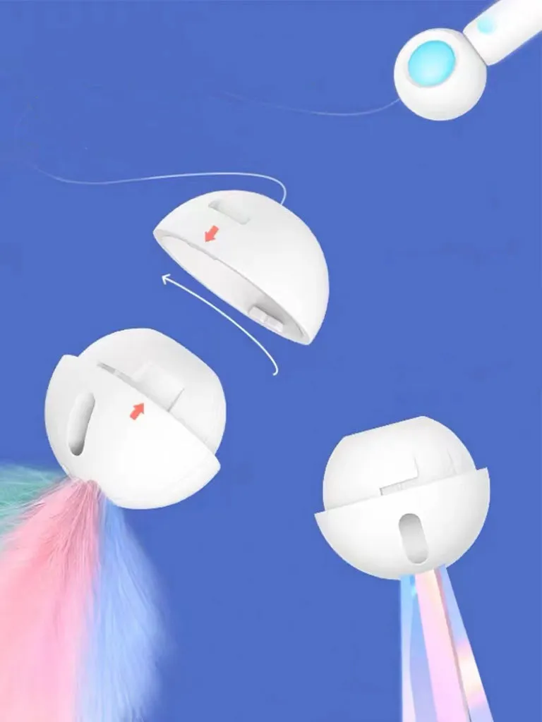 ITEEKE Retractable and Extendable Feathered and Laser Wand Kitty Cat Teaser