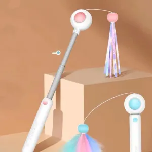 ITEEKE Retractable and Extendable Feathered and Laser Wand Kitty Cat Teaser
