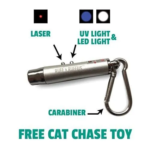 Ruff 'n Ruffus Automatic Laser Cat Toy   Free Bonus 3-in-1 Chase Toy | Interactive Cat Chase Toy | 3 Rotating Modes | Auto Shut-Off | AA Battery Operated | Kitten/Cat Owner's Gift Idea