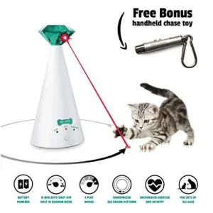 Ruff 'n Ruffus Automatic Laser Cat Toy   Free Bonus 3-in-1 Chase Toy | Interactive Cat Chase Toy | 3 Rotating Modes | Auto Shut-Off | AA Battery Operated | Kitten/Cat Owner's Gift Idea