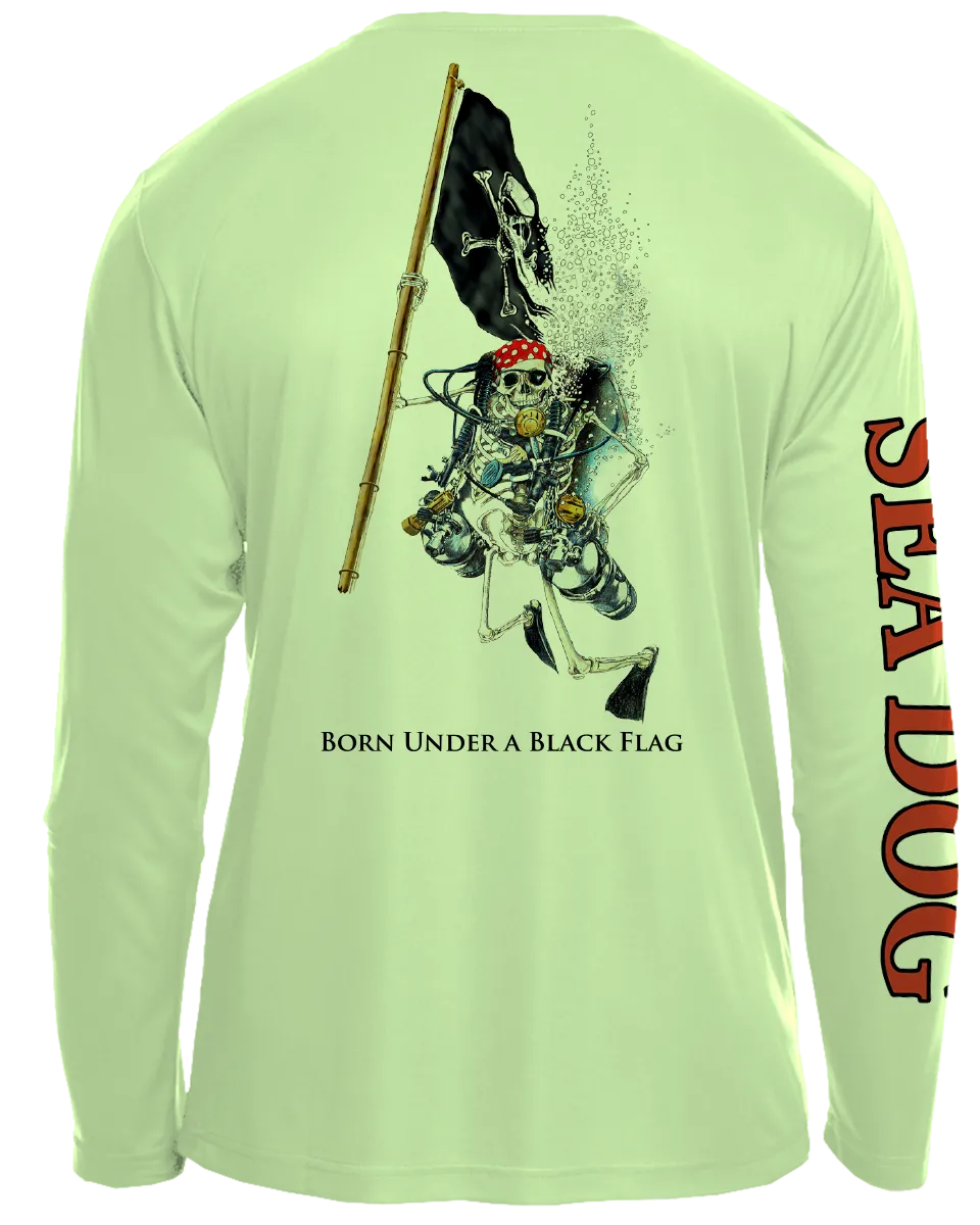 Skeleton Holding Pirate Flag - UPF 50 Long Sleeve Shirt