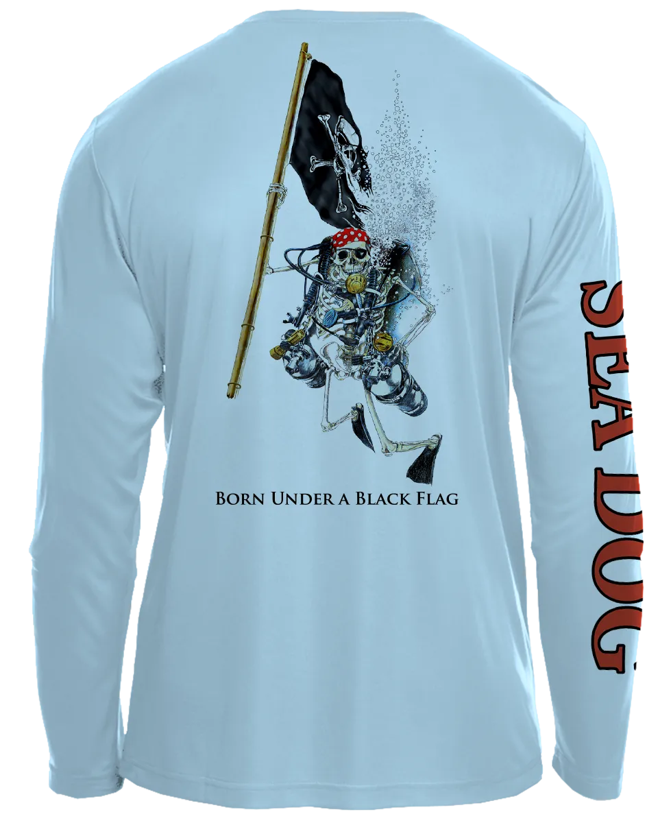 Skeleton Holding Pirate Flag - UPF 50 Long Sleeve Shirt