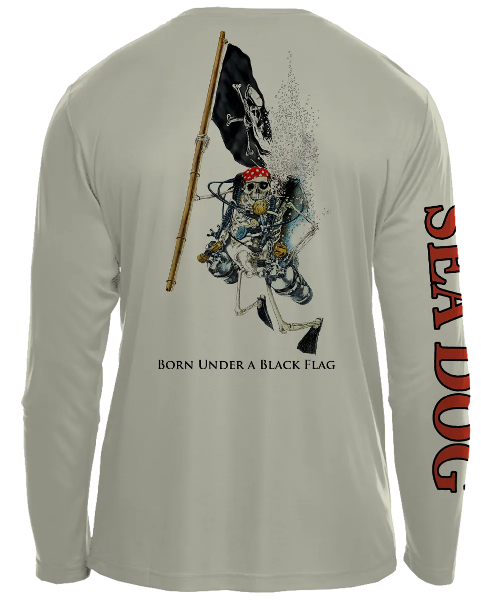 Skeleton Holding Pirate Flag - UPF 50 Long Sleeve Shirt