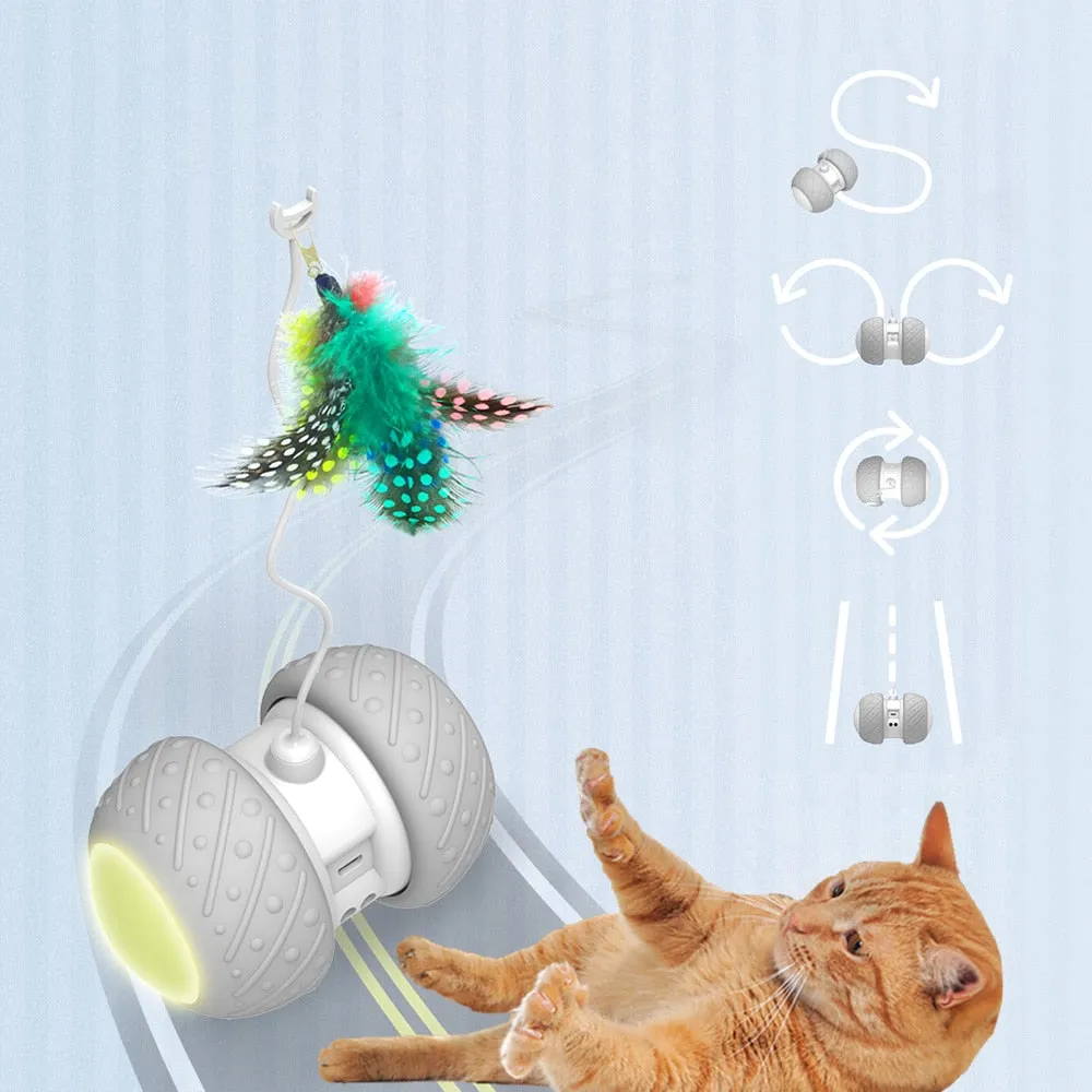 Smart Interactive Cat Toy Irregular Rotating Model LED Light-Feather Kitty Balls