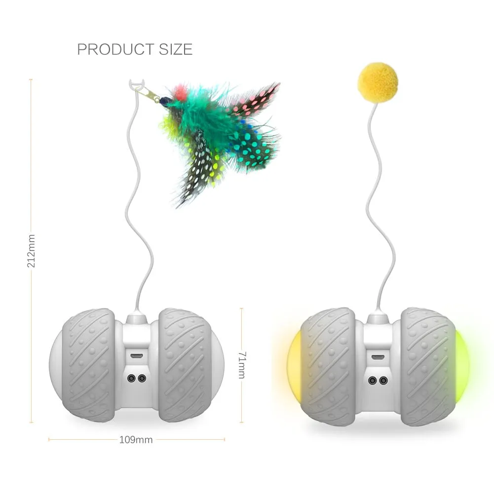 Smart Interactive Cat Toy Irregular Rotating Model LED Light-Feather Kitty Balls