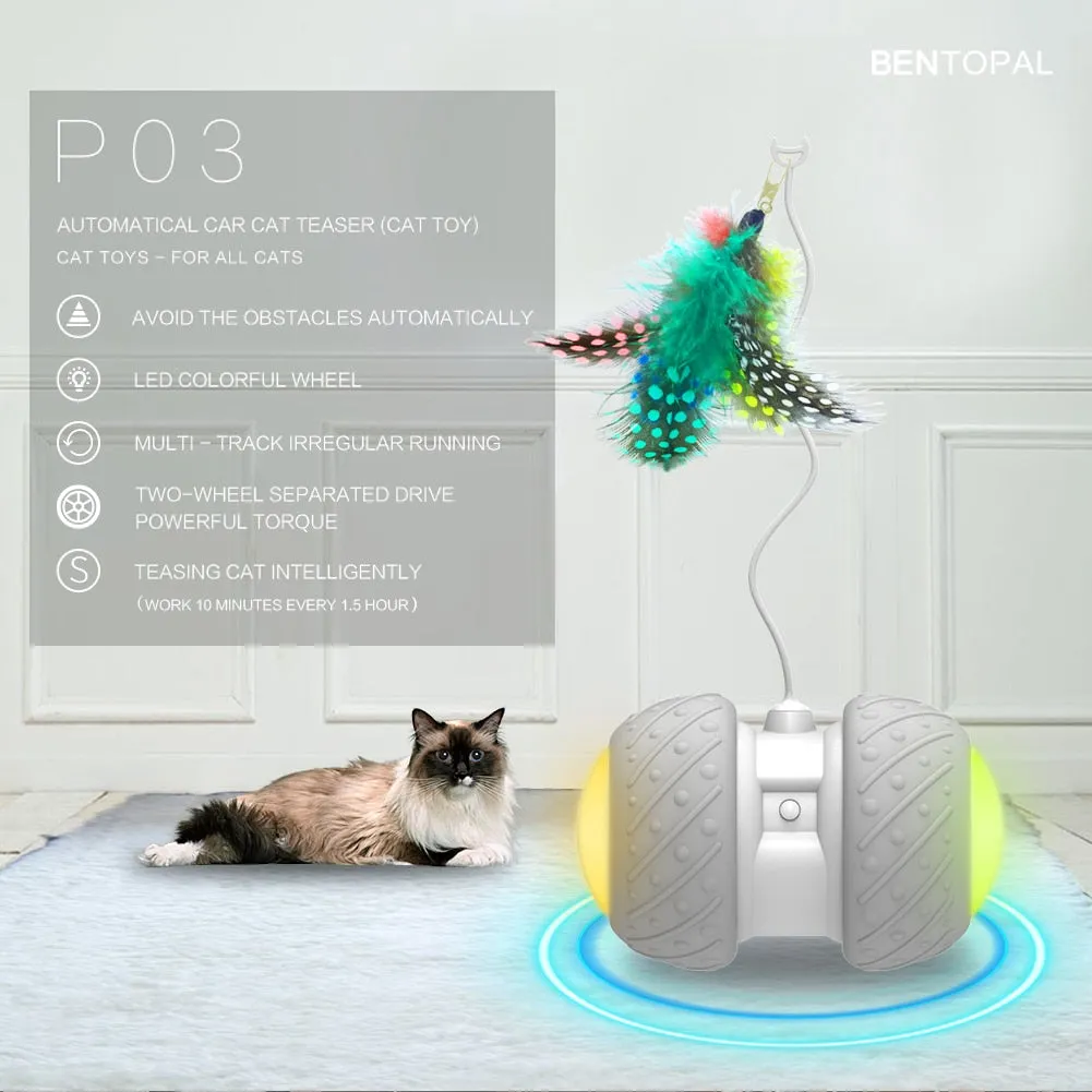 Smart Interactive Cat Toy Irregular Rotating Model LED Light-Feather Kitty Balls