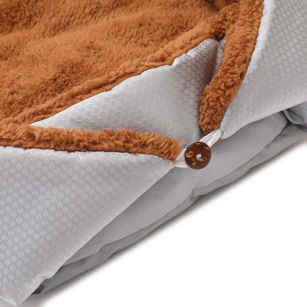 SOGA Silver Dual purpose Cushion Nest Cat Dog Bed Warm Plush Kennel Mat Pet Home Travel Essentials
