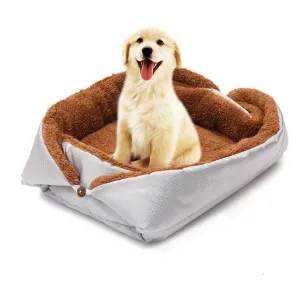 SOGA Silver Dual purpose Cushion Nest Cat Dog Bed Warm Plush Kennel Mat Pet Home Travel Essentials