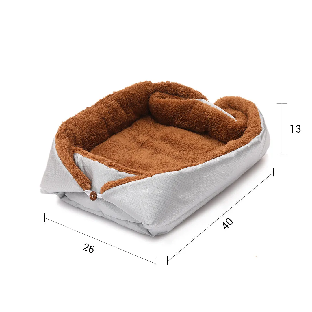 SOGA Silver Dual purpose Cushion Nest Cat Dog Bed Warm Plush Kennel Mat Pet Home Travel Essentials