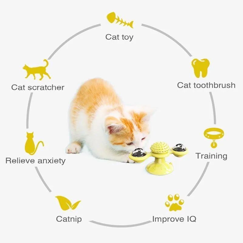 Sucker Turn Windmill Cat Toy