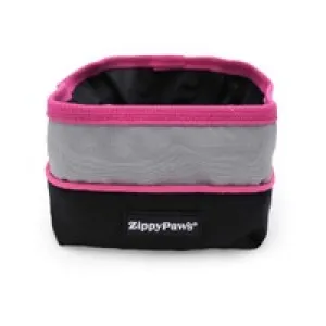 Zippy Paws Adventure Bowl On-the-Go Food & Water Bowl in Teal or Pink Trim